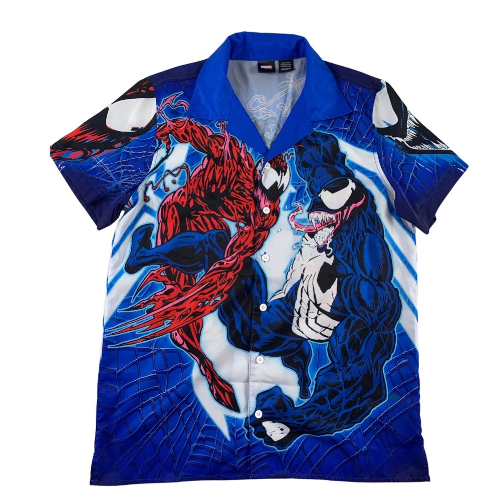 Marvel Venom vs Carnage All Over Print Button Up Shirt Men's M Cartoon 90s Style